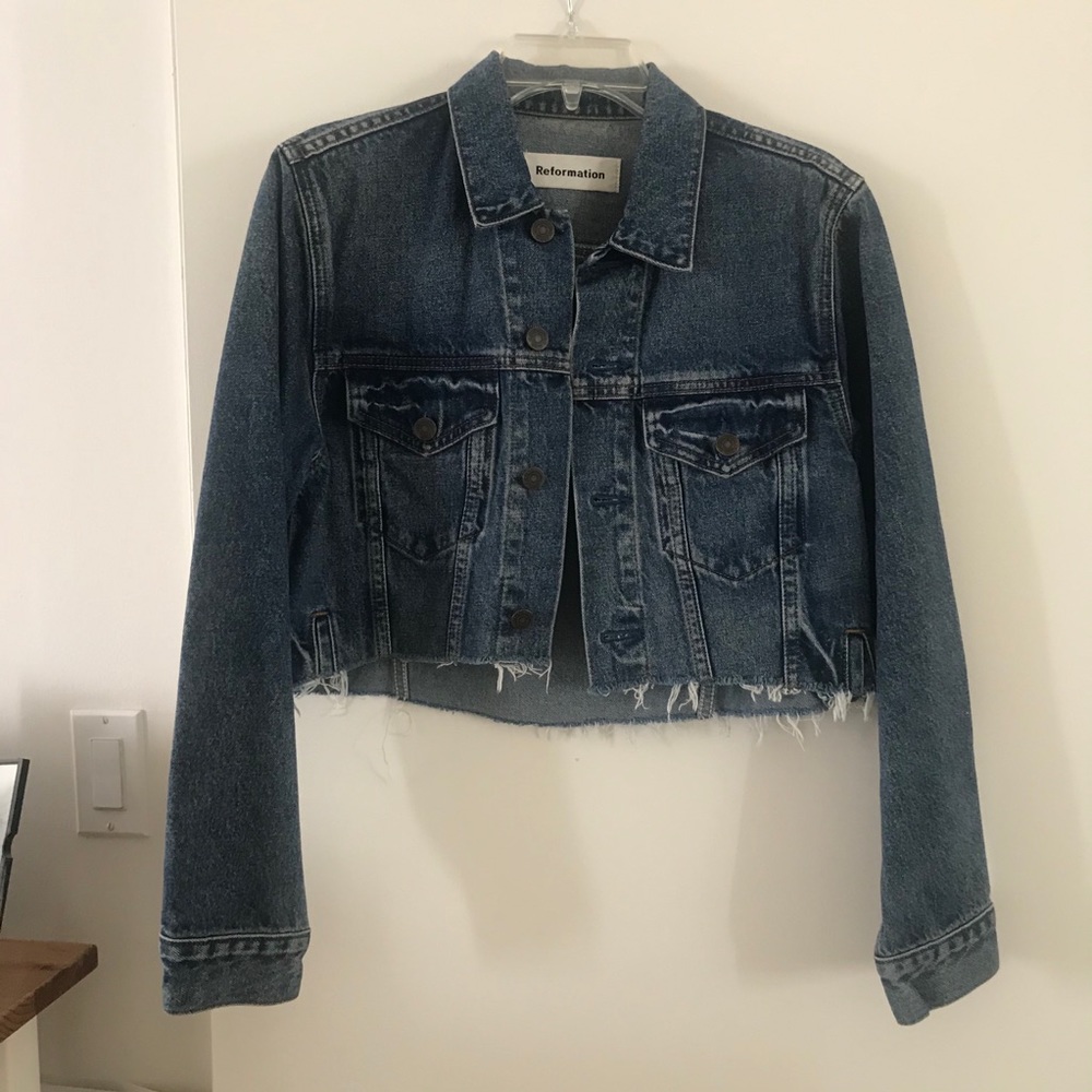 THE REFORMATION RAW EDGE DENIM JACKET